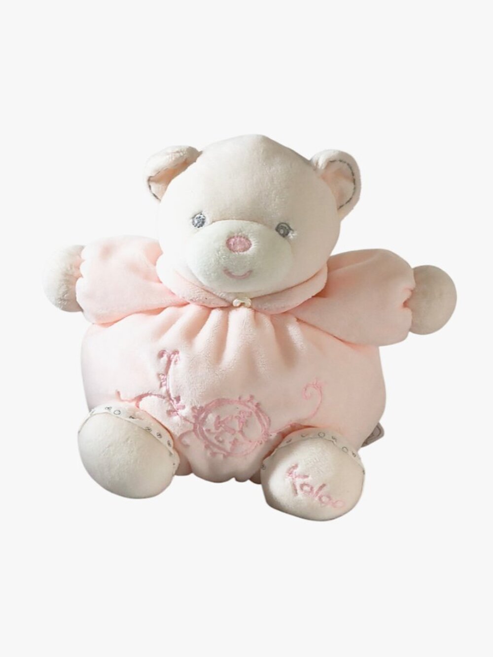 2013 Kaloo Ivory Bear Pink Outfit Chubby Soft Plush Stuffed Toy 8"